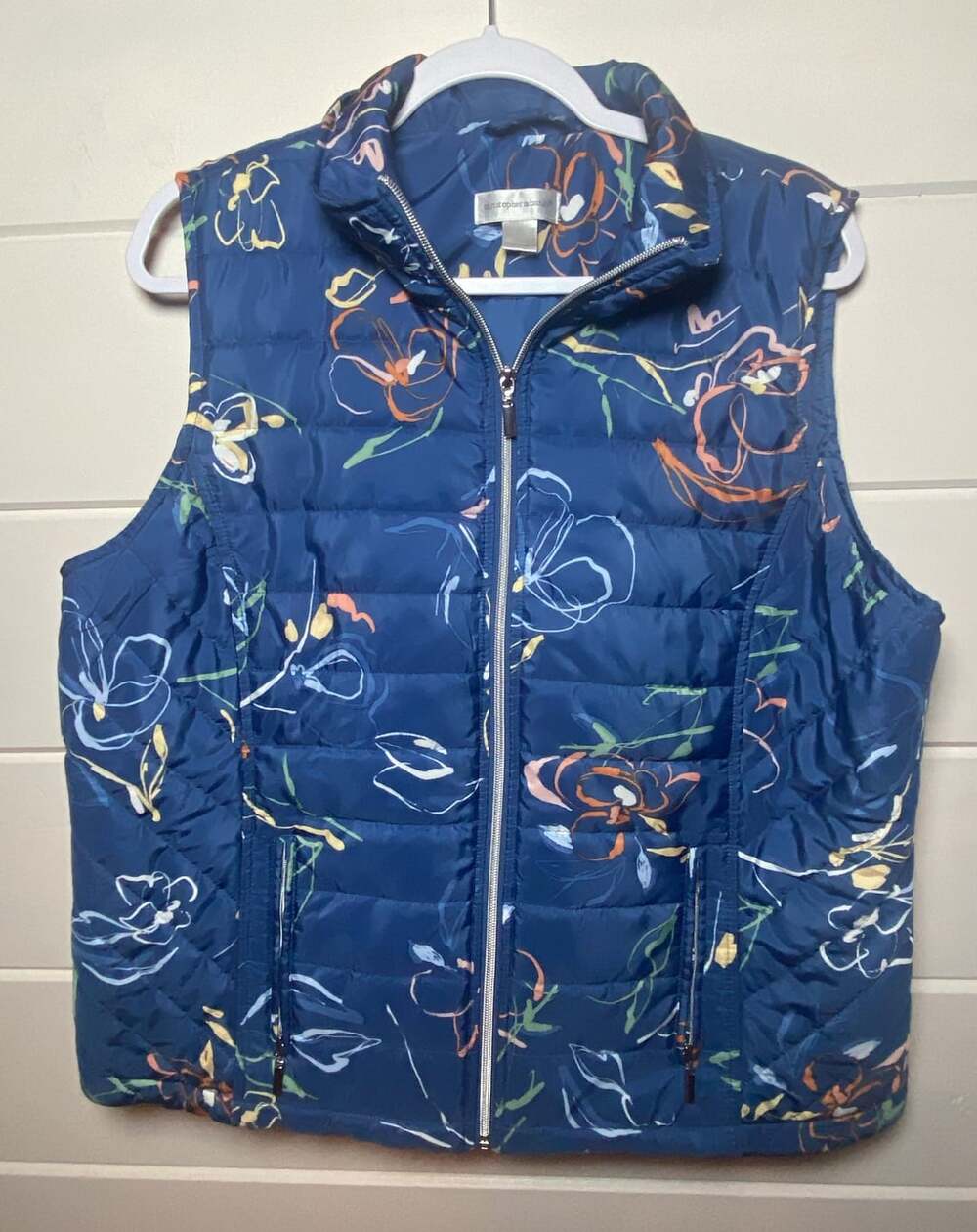 Puffer vest,Christopher & Banks , Size XL Blue Floral
